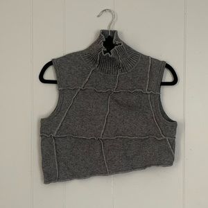 Fashion Nova A-Symmetrical Grey Turtleneck Cropped Top